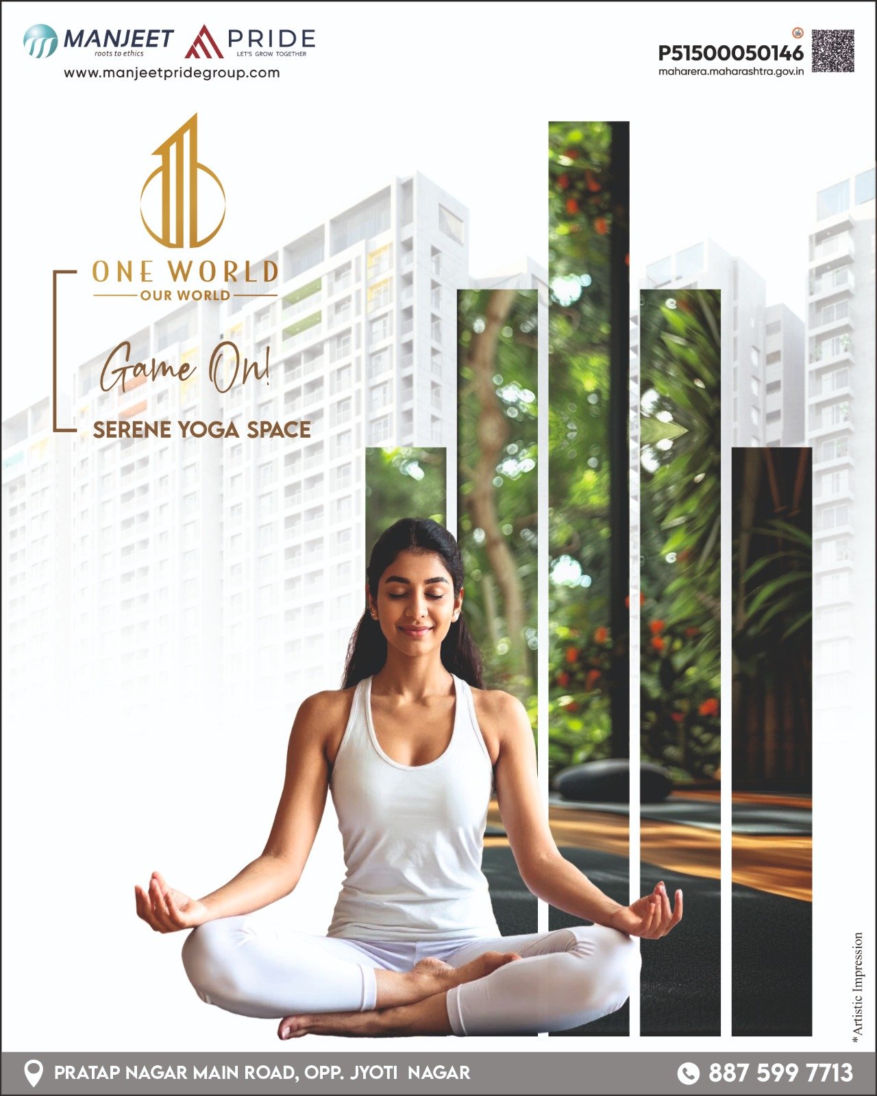 One World yoga-themed social media creative